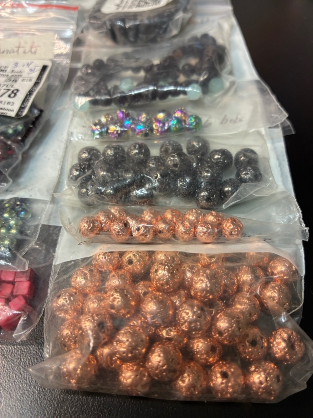 Mixed 1# Assorted Natural unique Bead Lot in Blue, Green, Black, Copper, Pink - Picture 14 of 16